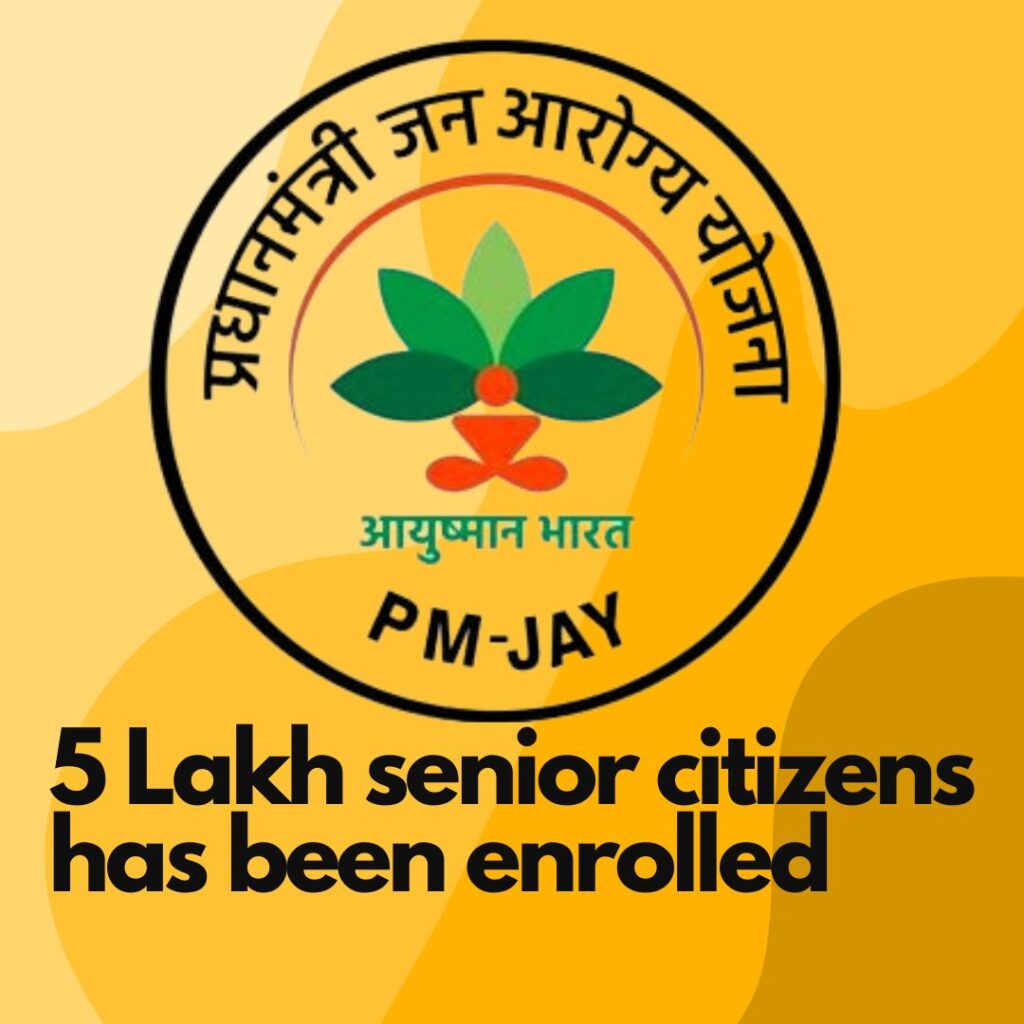 प्रधानमंत्री जन आरोग्य योजना (PM-JAY): Around 5 lakh senior citizens aged 70 years and above, have been enrolled for Ayushman Cards